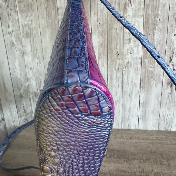 Brahmin Katie Multicolor Magic Ombre Crocodile Embossed Crossbody Bag Pink Blue - Picture 6 of 8